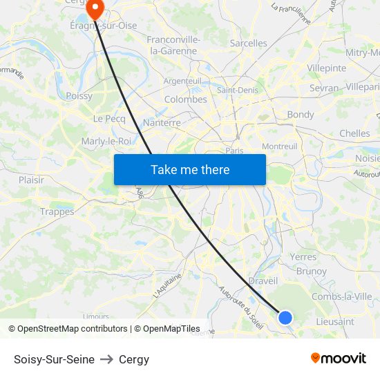 Soisy-Sur-Seine to Cergy map
