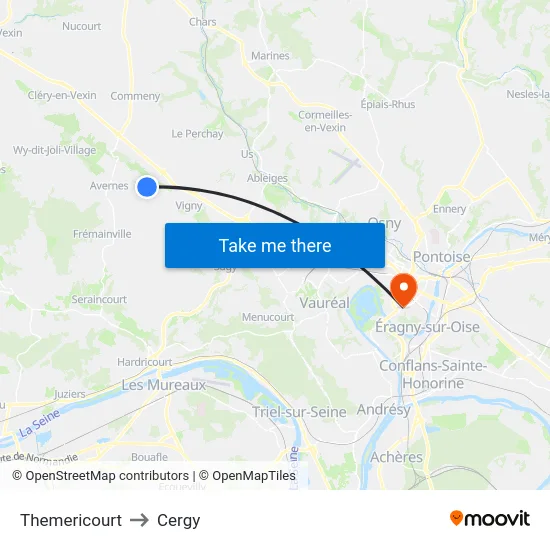 Themericourt to Cergy map