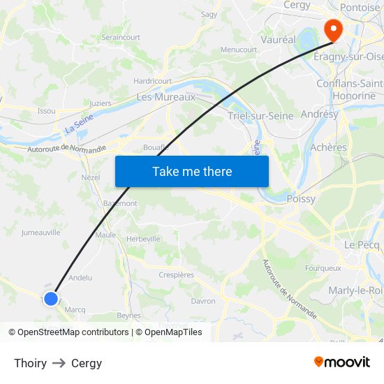 Thoiry to Cergy map