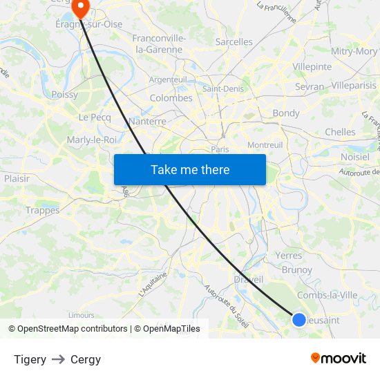 Tigery to Cergy map