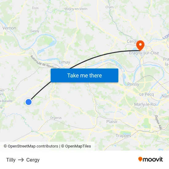 Tilly to Cergy map