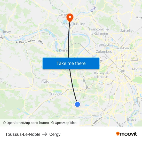 Toussus-Le-Noble to Cergy map