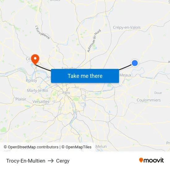 Trocy-En-Multien to Cergy map