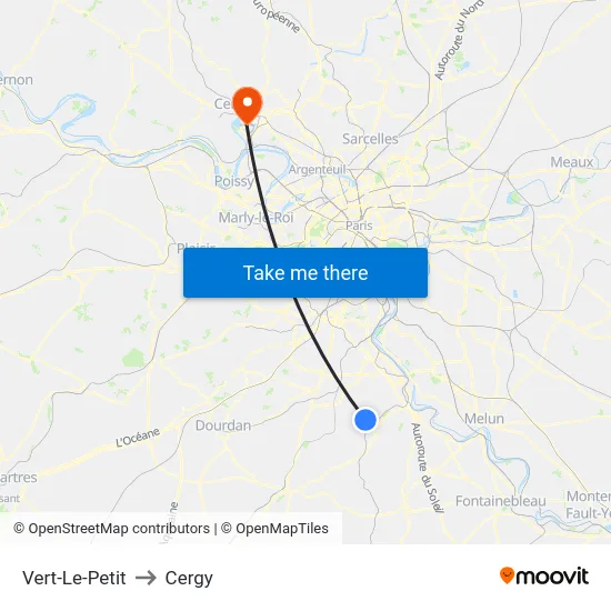 Vert-Le-Petit to Cergy map