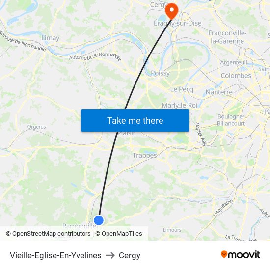 Vieille-Eglise-En-Yvelines to Cergy map