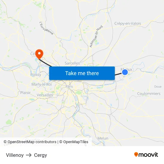 Villenoy to Cergy map