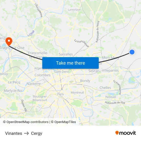 Vinantes to Cergy map