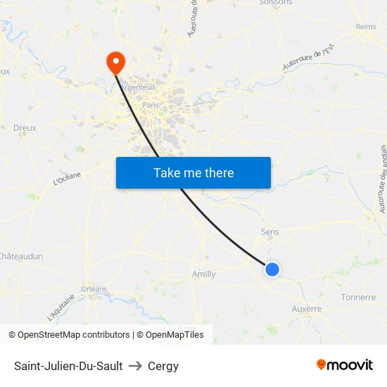 Saint-Julien-Du-Sault to Cergy map