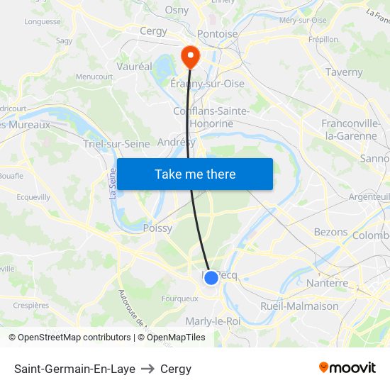 Saint-Germain-En-Laye to Cergy map