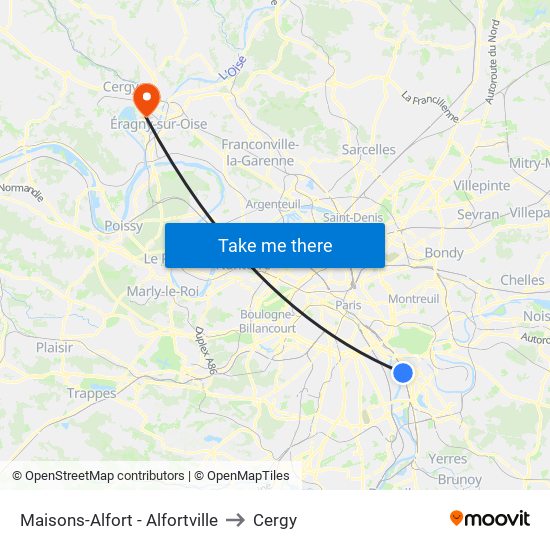 Maisons-Alfort - Alfortville to Cergy map