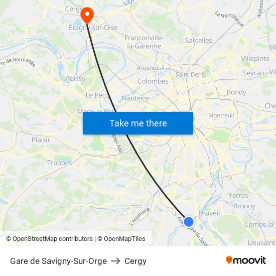 Gare de Savigny-Sur-Orge to Cergy map
