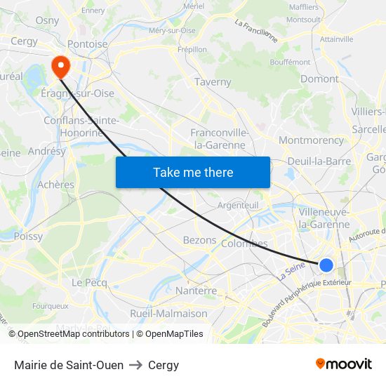 Mairie de Saint-Ouen to Cergy map