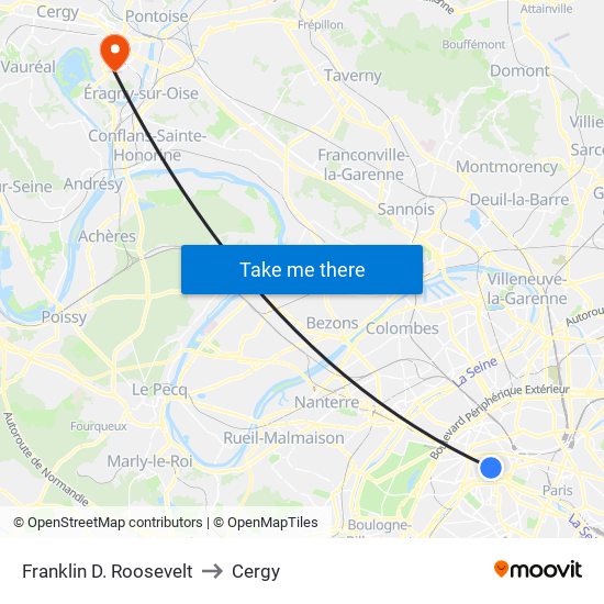 Franklin D. Roosevelt to Cergy map