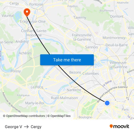 George V to Cergy map