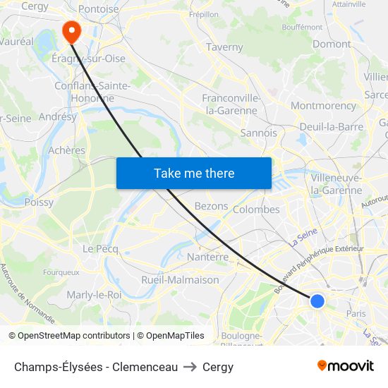 Champs-Élysées - Clemenceau to Cergy map