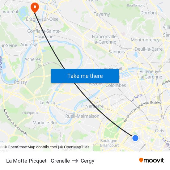 La Motte-Picquet - Grenelle to Cergy map