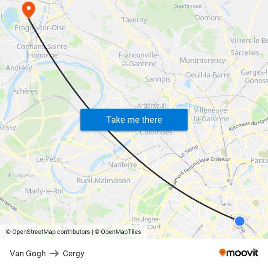 Van Gogh to Cergy map