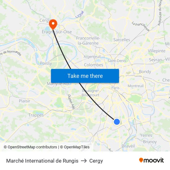 Marché International de Rungis to Cergy map