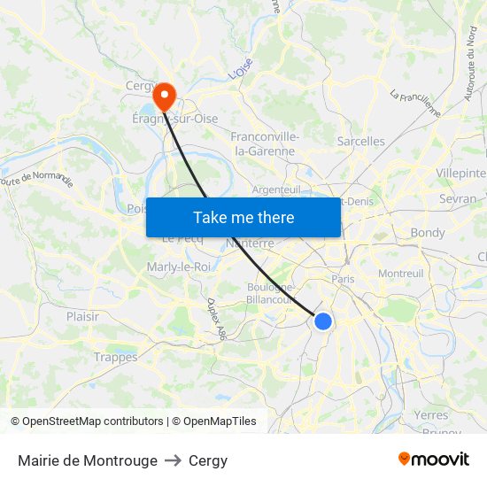 Mairie de Montrouge to Cergy map