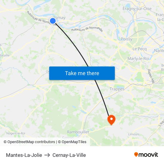 Mantes-La-Jolie to Cernay-La-Ville map