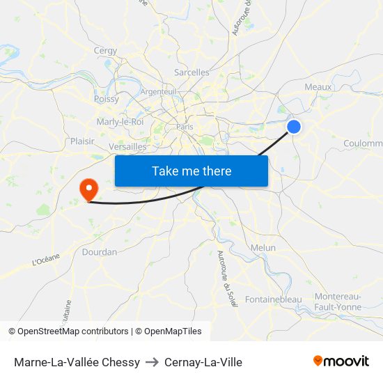 Marne-La-Vallée Chessy to Cernay-La-Ville map