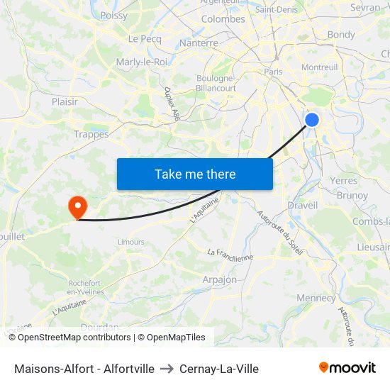 Maisons-Alfort - Alfortville to Cernay-La-Ville map