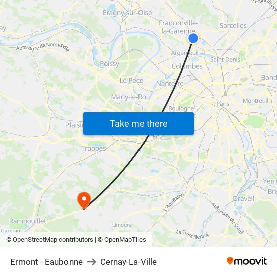 Ermont - Eaubonne to Cernay-La-Ville map