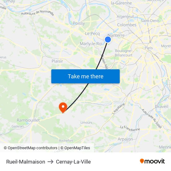 Rueil-Malmaison to Cernay-La-Ville map