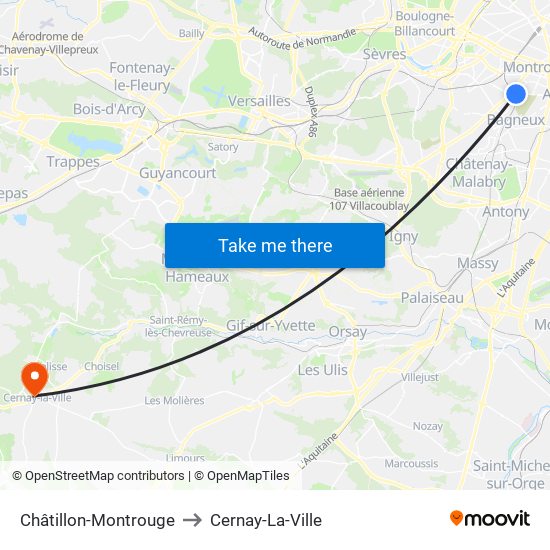 Châtillon-Montrouge to Cernay-La-Ville map
