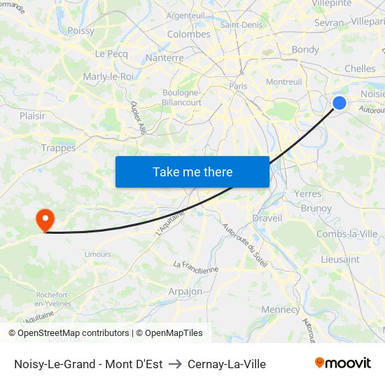 Noisy-Le-Grand - Mont D'Est to Cernay-La-Ville map