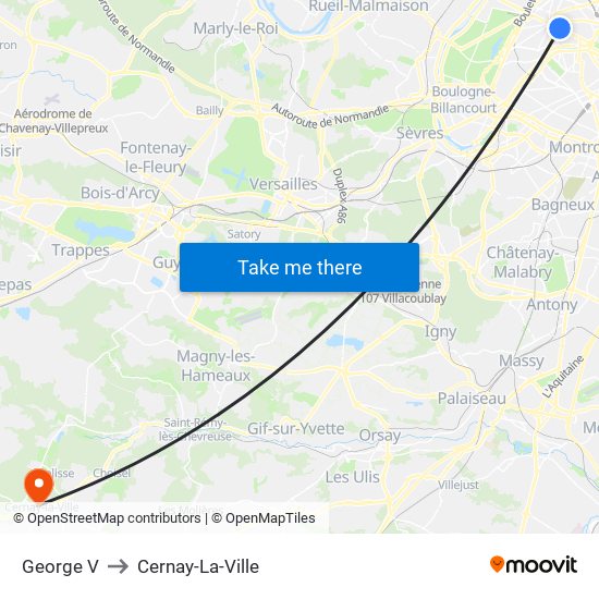 George V to Cernay-La-Ville map