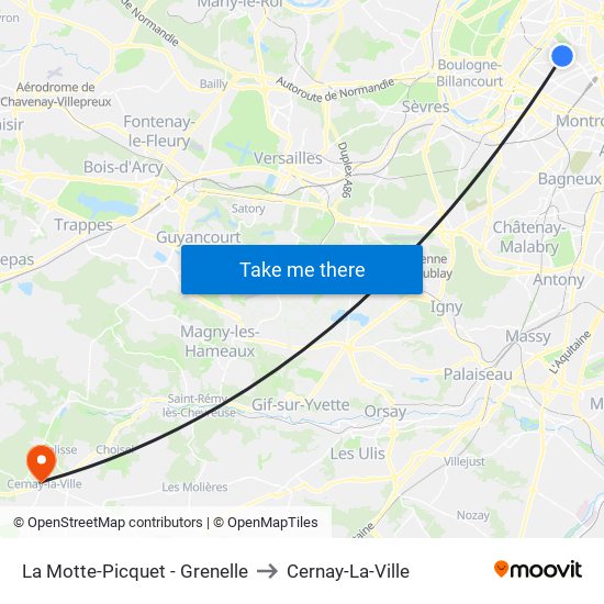 La Motte-Picquet - Grenelle to Cernay-La-Ville map