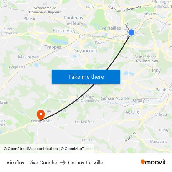 Viroflay - Rive Gauche to Cernay-La-Ville map