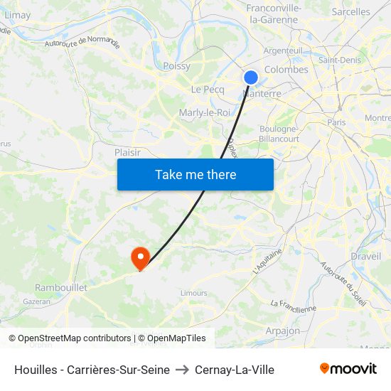 Houilles - Carrières-Sur-Seine to Cernay-La-Ville map