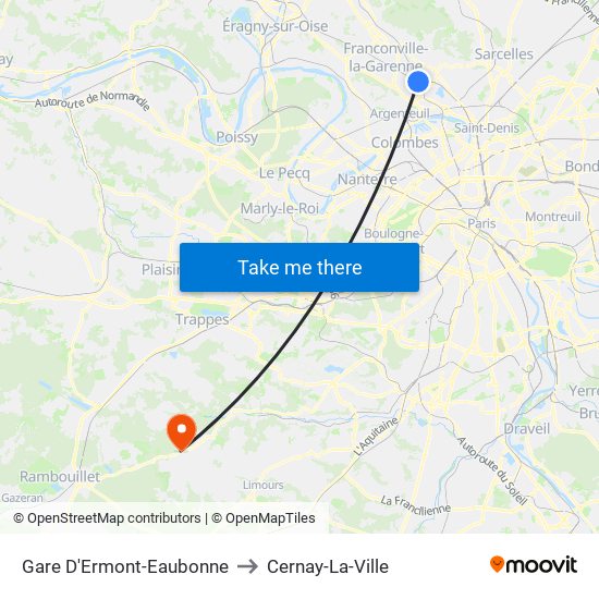 Gare D'Ermont-Eaubonne to Cernay-La-Ville map