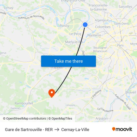 Gare de Sartrouville - RER to Cernay-La-Ville map