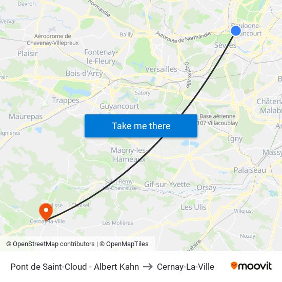 Pont de Saint-Cloud - Albert Kahn to Cernay-La-Ville map