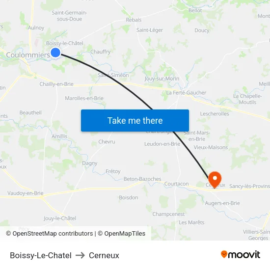 Boissy-Le-Chatel to Cerneux map