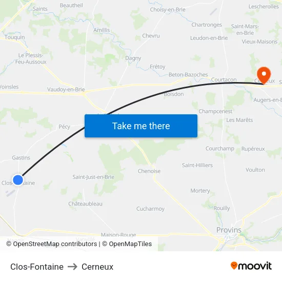 Clos-Fontaine to Cerneux map