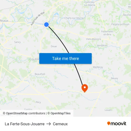 La Ferte-Sous-Jouarre to Cerneux map