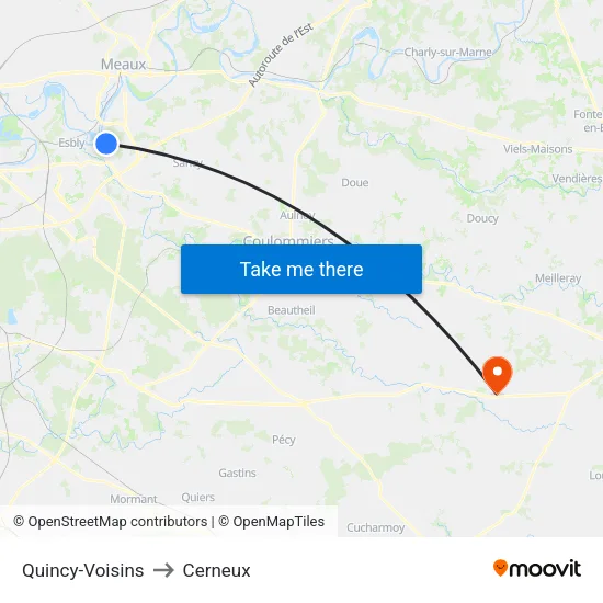 Quincy-Voisins to Cerneux map