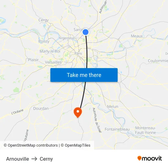 Arnouville to Cerny map