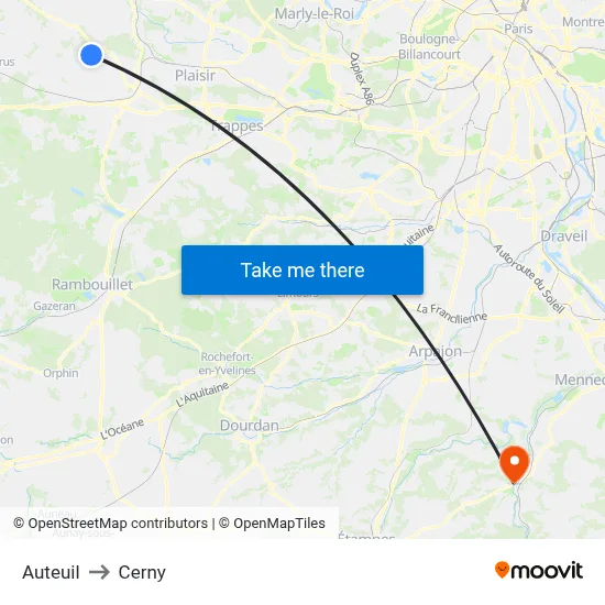 Auteuil to Cerny map