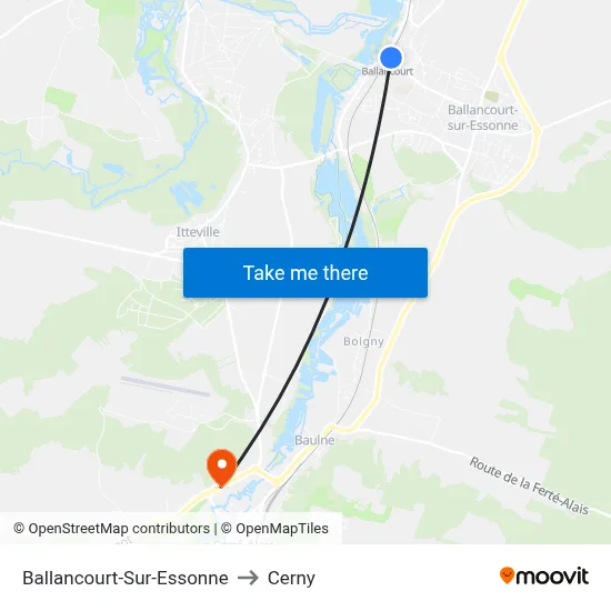 Ballancourt-Sur-Essonne to Cerny map