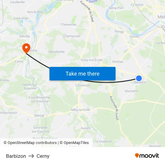 Barbizon to Cerny map