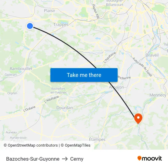 Bazoches-Sur-Guyonne to Cerny map