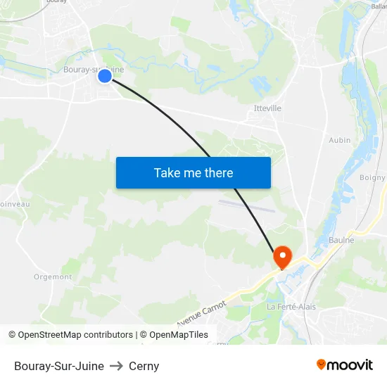 Bouray-Sur-Juine to Cerny map