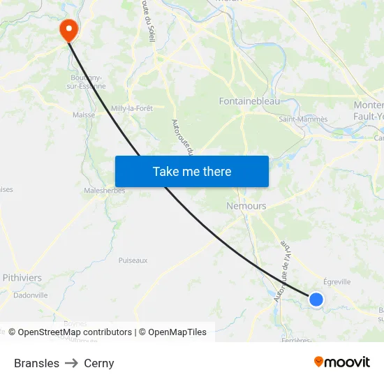 Bransles to Cerny map