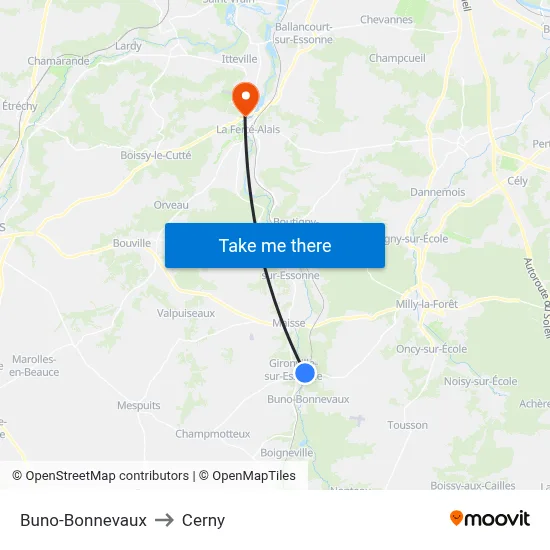 Buno-Bonnevaux to Cerny map