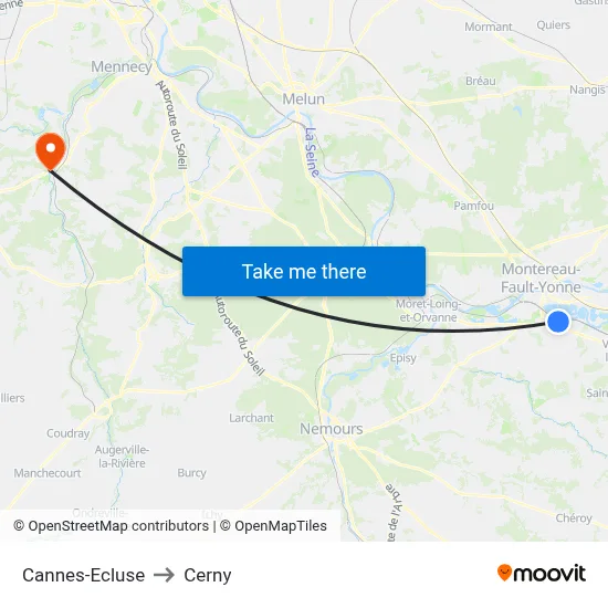 Cannes-Ecluse to Cerny map